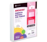 Carchivo - Carpeta personalizable de 50 fundas con espiral Archivex Star, color cristal