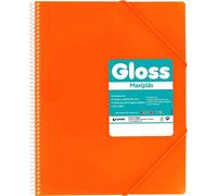 Carpeta Fundas Espiral Gomas GRAFOPLAS Maxiplas Gloss A4 40 Hojas Color Naranja