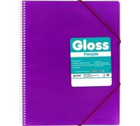 Carpeta Fundas Espiral Gomas GRAFOPLAS Maxiplas Gloss A4 50 Hojas Color Violeta