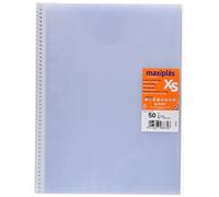 Carpeta Fundas Plastico a4 XS, 50 Forros Transparentes Polipropileno Estándar, Tapas Transparentes Semirrígidas Traslúcidas, Espiral PVC, Cierre de Gomas, Ideal para Documentos y Archivar Papeles