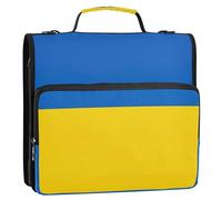 Carpeta impresa con cremallera, organizador de 3 anillas, anillas en D de 1 1/2 pulgadas, bandera de Ucrania, múltiples bolsillos, carpeta grande para la escuela, bolsa con correa para el hombro