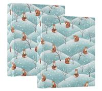 Carpeta impresa de 3 anillos, carpetas de anillos en D con bolsillos, carpetas decorativas para la escuela, la universidad u oficina, zorros, color azul azulado