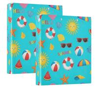 Carpeta impresa de 3 anillos de 1.5 pulgadas, carpeta de anillos en D con bolsillos, carpetas decorativas para la escuela, la universidad u oficina, color turquesa tropical Suns Beach