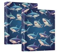 Carpeta impresa de tres anillas, carpeta de anillos en D con bolsillos, carpetas decorativas para la escuela, la universidad u oficina, lindos tiburones azules