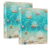 Carpeta impresa de tres anillas, carpetas de anillos en D con bolsillos, carpetas decorativas para la escuela, la universidad u oficina, color turquesa, blanco, azul coral