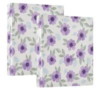 Carpeta impresa de tres anillos, carpeta de anillos en D con bolsillos, carpetas decorativas para la escuela, la universidad u oficina, flores de lavanda púrpura acuarela