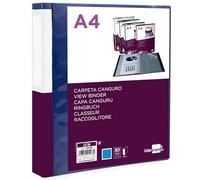 Carpeta liderpapel 30 fundas canguro pp din a4 azul translucido portada y lomo personalizable - JC19