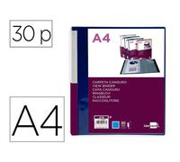 Carpeta liderpapel 30 fundas canguro pp din a4 azul translucido portada y lomo personalizable