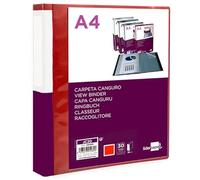 CARPETA LIDERPAPEL 30 FUNDAS CANGURO PP DIN A4 ROJO TRANSLUCIDO PORTADA Y LOMO PERSONALIZABLE