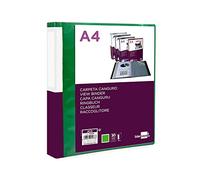 Carpeta liderpapel 30 fundas canguro pp din a4 verde translucido portada y lomo personalizable - JC21
