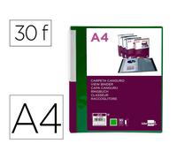 Carpeta liderpapel 30 fundas canguro pp din a4 verde translucido portada y lomo personalizable