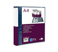 Carpeta liderpapel 60 fundas canguro pp din a4 azul translucido portada y lomo personalizable