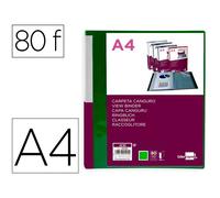 Carpeta Liderpapel 80 Fundas Canguro Pp Din A4 Verde Translucido Portada Y Lomo Personalizable