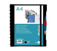 Carpeta liderpapel a4 con 40 fundas intercambiables 5 sep sobre y gomilla portada y lomo personalizable negro - JC32