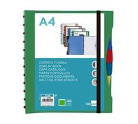 Carpeta liderpapel a4 con 40 fundas intercambiables 5 sep sobre y gomilla portada y lomo personalizable verde - JC36