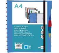 Carpeta liderpapel a4 con 40 fundas intercambiables 5 sep sobre y gomilla portada y lomo personalizable azul - JC34