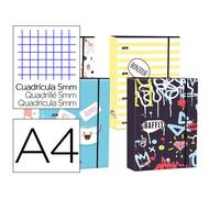 Carpeta liderpapel din a4 forrada con recambio 120 hojas 80 gr 5 mm 4 an. redondas 40 mm cierre goma - 46949