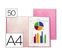 Carpeta liderpapel escaparate 47060 50 fundas polipropileno traslucida din a4 rojo frosty