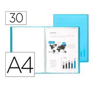Carpeta liderpapel escaparate 47492 30 fundas polipropileno traslucida din a4 azul frosty