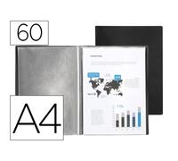 CARPETA LIDERPAPEL ESCAPARATE 60 FUNDAS POLIPROPILENO DIN A4 NEGRO OPACO