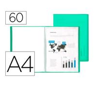 Carpeta liderpapel escaparate 60 fundas polipropileno din a4 verde translucido