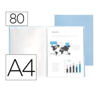 Carpeta liderpapel escaparate 80 fundas polipropileno din a4 celeste opaco