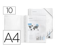 Carpeta liderpapel escaparate con espiral 10 fundas polipropileno din a4 transparente - EC52