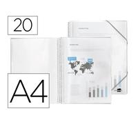 Carpeta liderpapel escaparate con espiral 20 fundas polipropileno din a4 transparente