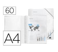 Carpeta liderpapel escaparate con espiral 60 fundas polipropileno din a4 transparente
