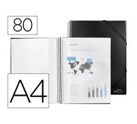 Carpeta liderpapel escaparate con espiral 80 fundas polipropileno din a4 negro - EC35