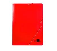 CARPETA LIDERPAPEL GOMAS FOLIO 3 SOLAPAS CARTON PLASTIFICADO COLOR ROJO