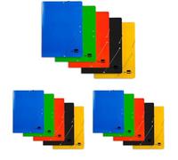 CARPETA LIDERPAPEL GOMAS FOLIO 3 SOLAPAS CARTON PLASTIFICADO COLORES SURTIDOS (Paquete de 3)
