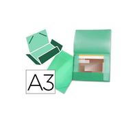 Carpeta liderpapel portadocumentos 44803 solapas polipropileno din a3 verde translucido lomo flexible