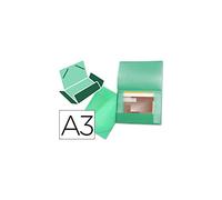 Carpeta liderpapel portadocumentos 44803 solapas polipropileno din a3 verde translucido lomo flexible