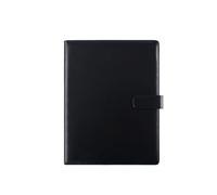 Carpeta multifuncional A4 con inserción de bolígrafo, cuero, contrato negocios, libro firma, tablero información documentos, carpeta, expansión archivos(Black)