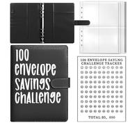 Carpeta negra de 100 días, 25 hojas A5, cuadrícula cuadrada, libro de almacenamiento fotográfico, carpeta presupuestaria, adecuada para gestión de dinero, viajes y diario