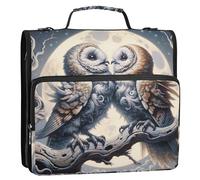 Carpeta organizadora con cremallera, diseño de búhos, pájaros del amor, 3 anillas, anillas en D de 1 1/2 pulgadas, carpetas profesionales con correa, bolsa de escuela secundaria, múltiples bolsillos