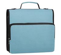 Carpeta organizadora con cremallera para pared, textura azul, carpetas de 1.5 pulgadas, 3 anillos, carpeta colorida resistente con correa para el hombro para la escuela, múltiples bolsillos, carpeta