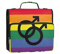 Carpeta organizadora con cremallera y 3 anillas de 1.5 pulgadas, con diseño de bandera del orgullo gay arcoíris, carpeta de almacenamiento de identidad sexual, carpeta con asa, bolsa escolar con