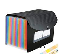 Carpeta organizadora de 24 bolsillos de acordeón, caja de archivo expandible, tamaño carta A4, carpetas expandibles, de plástico para documentos de acordeón, organizador de billetes de recibos