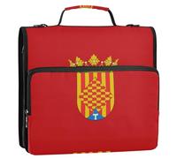 Carpeta organizadora de 3 anillos con cremallera y correa para el hombro para almacenamiento escolar, carpeta con asa de 3 anillas y bandera de Tarragona