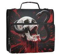 Carpeta organizadora de 3 anillos con estampado de calavera y serpiente, con asa, múltiples bolsillos, organizador de portafolios para la escuela