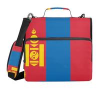 Carpeta organizadora de 3 anillos con la bandera nacional de Mongolia de 1.5 pulgadas con asa, impermeable, organizador de suministros escolares para la escuela y la oficina