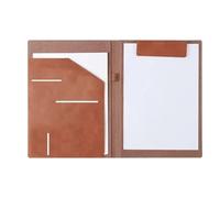 Carpeta organizadora de archivos negocios cuero PU A4, carpeta vintage con clip, blocs documentos, oficina, bloc escritura abatible para Documentos(Brown)