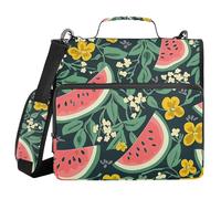 Carpeta organizadora de documentos con 3 anillas y correa para el hombro, diseño de sandías, hojas y flores, para escuela secundaria
