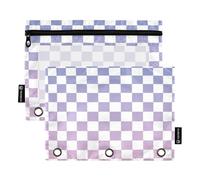 Carpeta para bolígrafos con ventana transparente, color melocotón y morado degradado, estuche de plástico, gran capacidad, 3 agujeros, carpetas perforadas para escuela, oficina y hogar, multicolor, 2