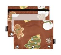 Carpeta para bolígrafos con ventana transparente, color rojo, estuche suave para fiesta de Navidad, con ojales reforzados, 3 anillos para oficina, suministros escolares, cosméticos, multicolor, 2