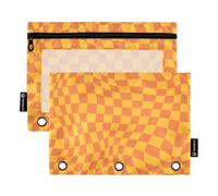 Carpeta para bolígrafos con ventana transparente, diseño irregular, color naranja, estuche cuadrado con cremallera, estuche de gran capacidad, 3 para aula, escuela, suministros de oficina, multicolor