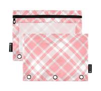 Carpeta para bolígrafos con ventana transparente, tablero de ajedrez rojo, estuche suave de gran capacidad, 3 anillas, bolsillo para aula, escuela, suministros de oficina, multicolor, 2 unidades