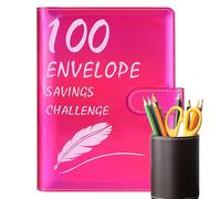 Carpeta para desafíos de 100 ahorros, carpeta de 100 sobres, sobres para dinero con carpeta de libros económicos para 100 días - de sobres de efectivo para una gestión eficiente del dinero Bu
